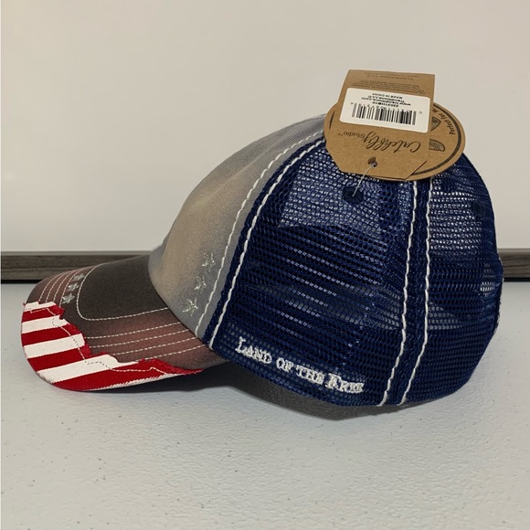 Catchfly Women's "Land of the Free" Distressed Ponytail Baseball Hat/Cap-OS NWT - Picture 5 of 14